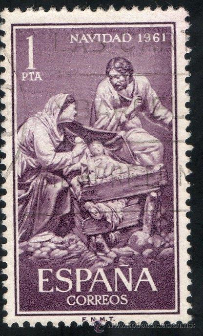 Sellos: 1400 1 pta Navidad 1961 - Foto 1