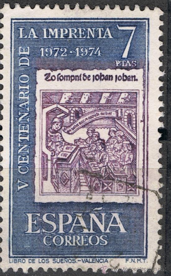 Sellos: 2165 7 ptas Libro de los Sue&ntilde;os / V Centenario de la Imprenta. - Foto 1