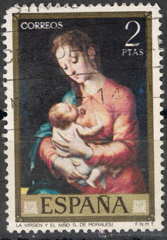 Sellos: 1966 2 ptas La Virgen y el Ni&ntilde;o - Foto 1