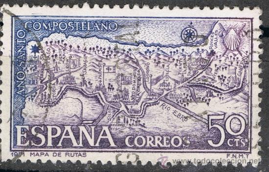 Sellos: 2047 50 cts Mapa de Rutas / A&ntilde;o Santo Compostelano. - Foto 1