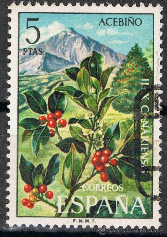 Sellos: 2123 5 ptas Acebi&ntilde;o / Flora Hisp&aacute;nica. - Foto 1