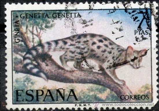 Sellos: 2106 / 7 ptas Gineta / Fauna Hisp&aacute;nica. - Foto 1