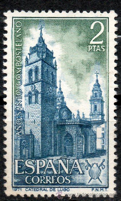Sellos: 2065 / 2 ptas Catedral de Lugo / A&ntilde;o Santo Compostelano. - Foto 1