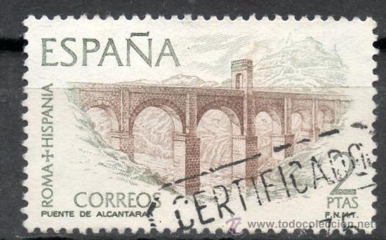 Sellos: 2185 / 2 ptas Puente de Alc&aacute;ntara / Roma - Hispania. - Foto 1