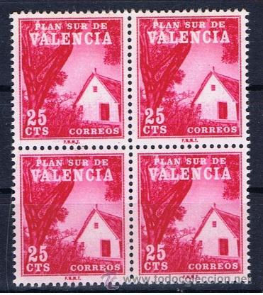 Sellos: plan sur de valencia   1964 barraca edifil 3 nuevo***  bloque de 4 - Foto 1