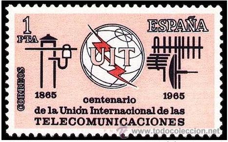 Sellos: ESPA&Ntilde;A 1965 - CENTENARIO DE LA UIT - EDIFIL 1670 - Foto 1