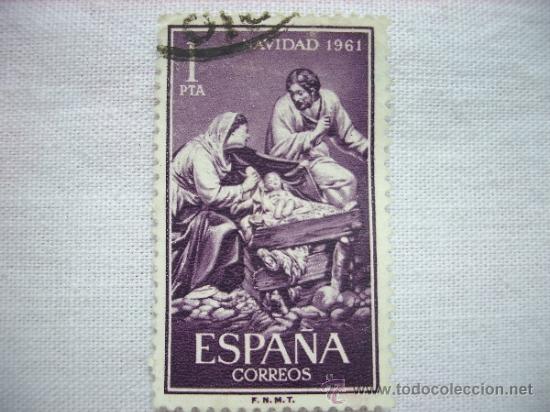 Sellos: EDIFIL 1400 NAVIDAD 1961 USADO 1 PESETA - Foto 1