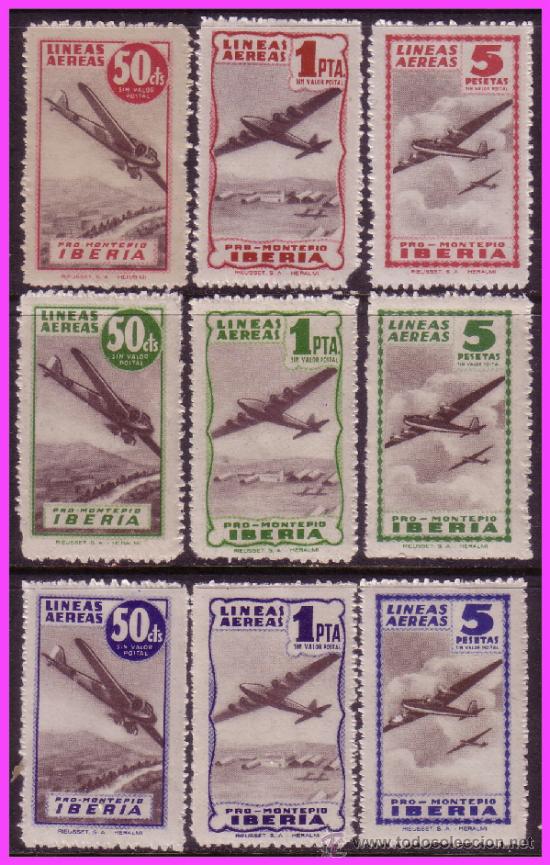 Sellos: Pro L&iacute;neas a&eacute;reas Iberia, serie completa * * - Foto 1