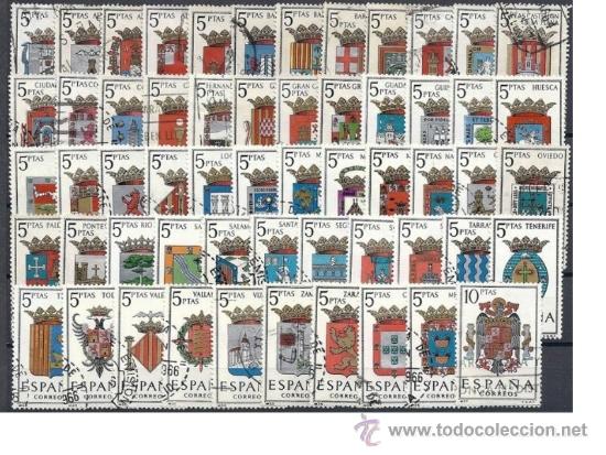 Sellos: ESPA&Ntilde;A SERIE COMPLETA ESCUDOS USADO - Foto 1