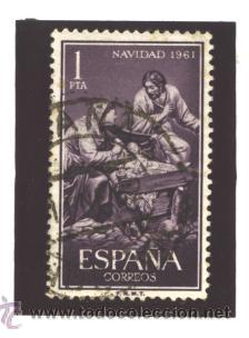 Sellos: ESPA&Ntilde;A 1961 - EDIFIL NRO. 1400 - NAVIDAD - USADO - Foto 1