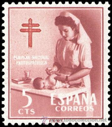 Sellos: ESPA&Ntilde;A SEGUNDO CENTENARIO N&ordm; 1121 ** 5C ROJO PRO TUBERCULOSOS. - Foto 1