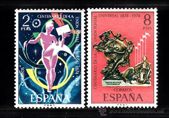 Sellos: ESPA&Ntilde;A 2211/12** - A&Ntilde;O 1974 - CENTENARIO DE LA UNION POSTAL UNIVERSAL - Foto 1
