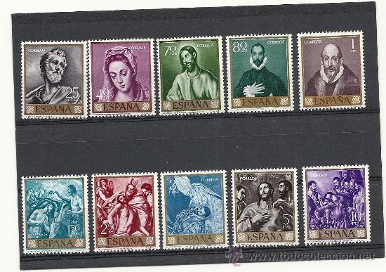 Sellos: ESPA&Ntilde;A 1961, EDIFIL N&ordm; 1330/1339**, EL GRECO. - Foto 1