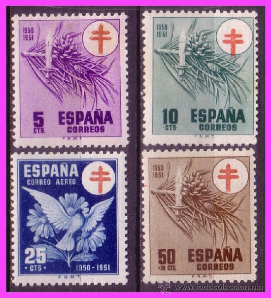 Sellos: 1950 Protuberculosos, EDIFIL  n&ordm; 1084 a 1087 * - Foto 1