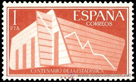 Sellos: ESPA&Ntilde;A SEGUNDO CENTENARIO N&ordm; 1198 ** 1P ROJO ESTADISTICA - Foto 1