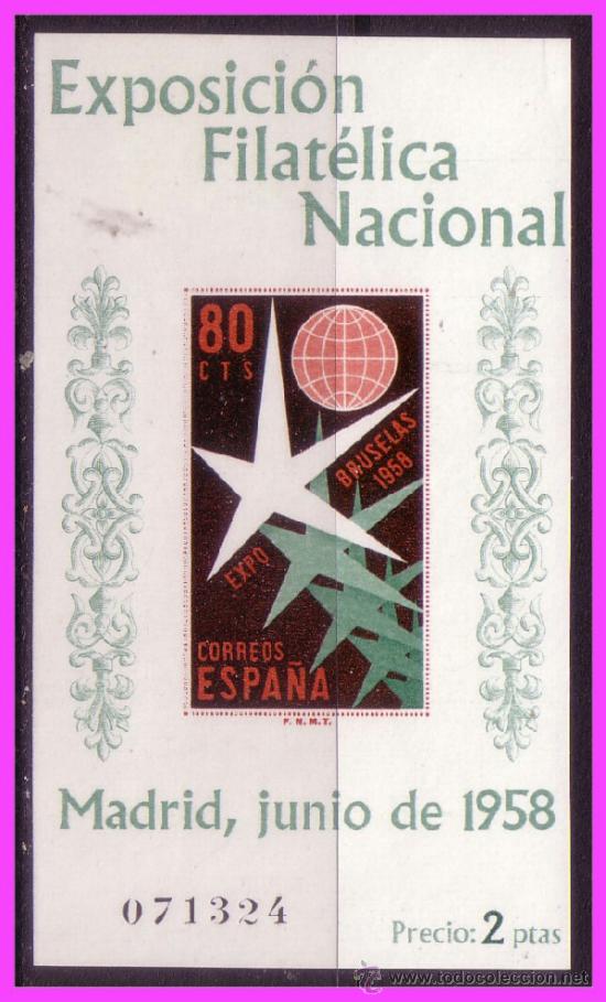 Sellos: 1958 Exposici&oacute;n de Bruselas, EDIFIL  n&ordm; 1223 * * - Foto 1