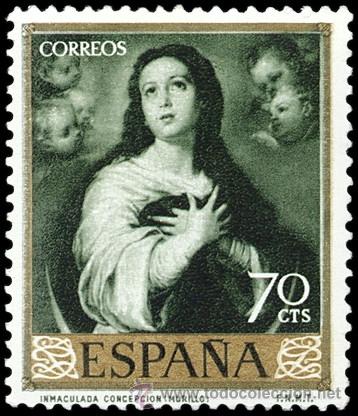 Sellos: ESPA&Ntilde;A SEGUNDO CENTENARIO N&ordm;  1273 ** 70C VERDE OSCURO MURILLO - Foto 1