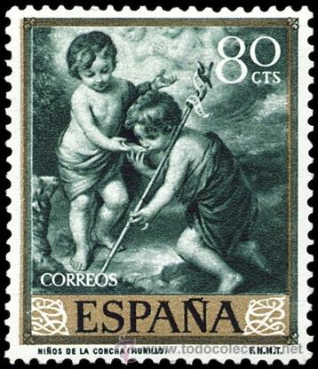 Sellos: ESPA&Ntilde;A SEGUNDO CENTENARIO N&ordm; 1274 ** 80C VERDE MURILLO - Foto 1