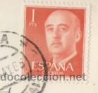 Sellos: Sello Franco, 1 peseta ( pegado en postal )