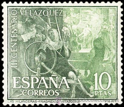 Sellos: ESPA&Ntilde;A SEGUNDO CENTENARIO N&ordm; 1343 ** 10P VERDE Y VERDE AMARILLENTO - Foto 1