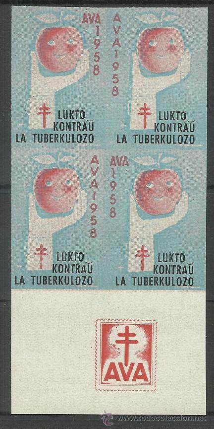 Sellos: lucha contra la tuberculosis 1958 bloque d 4 sin dentar nuevo** - Foto 1