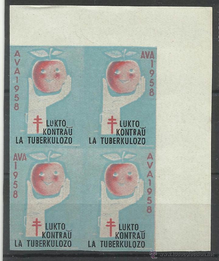 Sellos: lucha contra la tuberculosis 1958 bloque d 4 sin dentar nuevo** - Foto 1