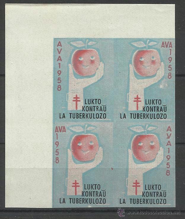 Sellos: lucha contra la tuberculosis 1958 bloque d 4 sin dentar nuevo** - Foto 1
