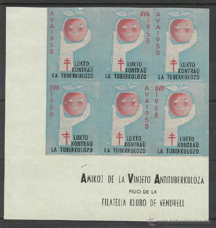 Sellos: lucha contra la tuberculosis 1958 bloque d 6 sin dentar nuevo** - Foto 1