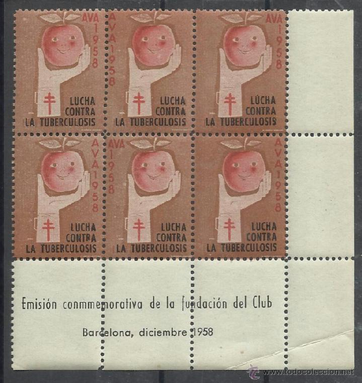 Sellos: lucha contra la tuberculosis 1958 bloque d 6   nuevo** - Foto 1