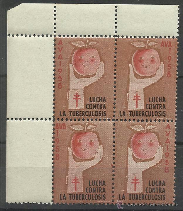 Sellos: lucha contra la tuberculosis 1958 bloque d 4 nuevo** - Foto 1