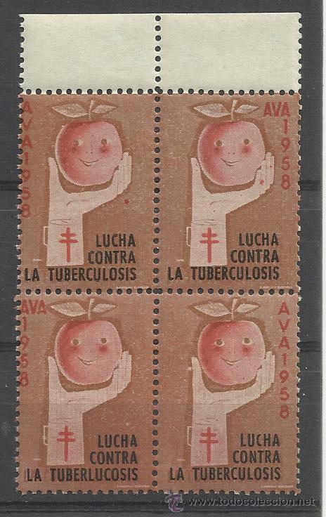 Sellos: lucha contra la tuberculosis 1958 bloque d 4 nuevo** - Foto 1