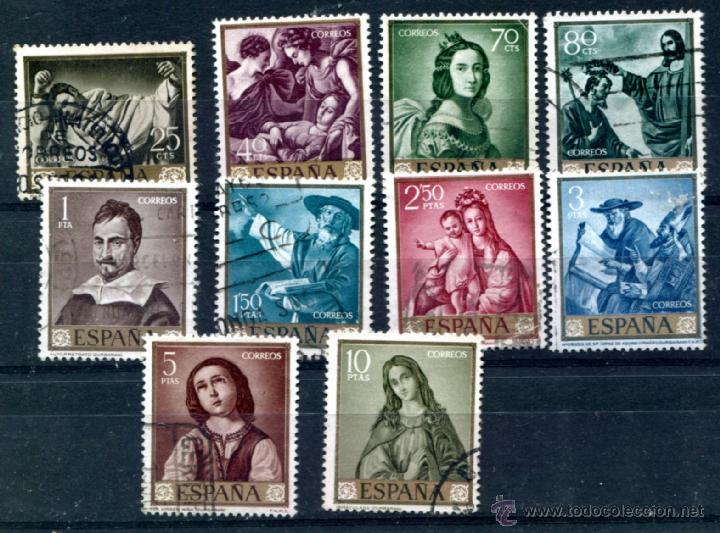 Timbres: Edifil 1418/1427. Serie completa de zurbaran. Matasellados