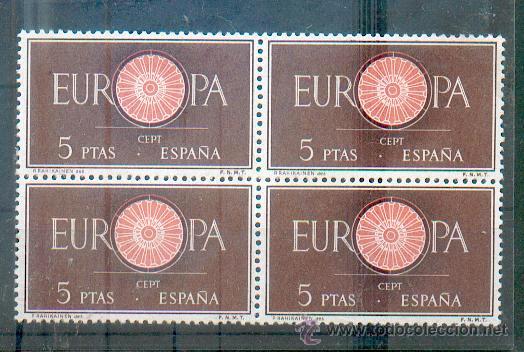 Sellos: EUROPA 5 PTAS 1960 - BLOQUE DE 4 - Foto 1