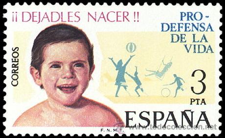 Sellos: ESPA&Ntilde;A 1975 - PRO DEFENSA DE LA VIDA - EDIFIL N&ordm; 2282 - Foto 1