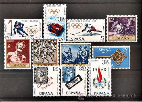 Sellos: LOTE DE 11 SELLOS NUEVOS A&Ntilde;O 1968 - Foto 1