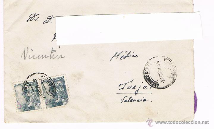 Sellos: SOBRE TUEJAR VALENCIA 1954 - Foto 1