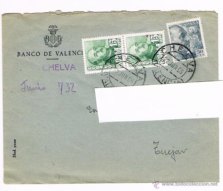 Sellos: SOBRE CHELVA VALENCIA 1956 - Foto 1