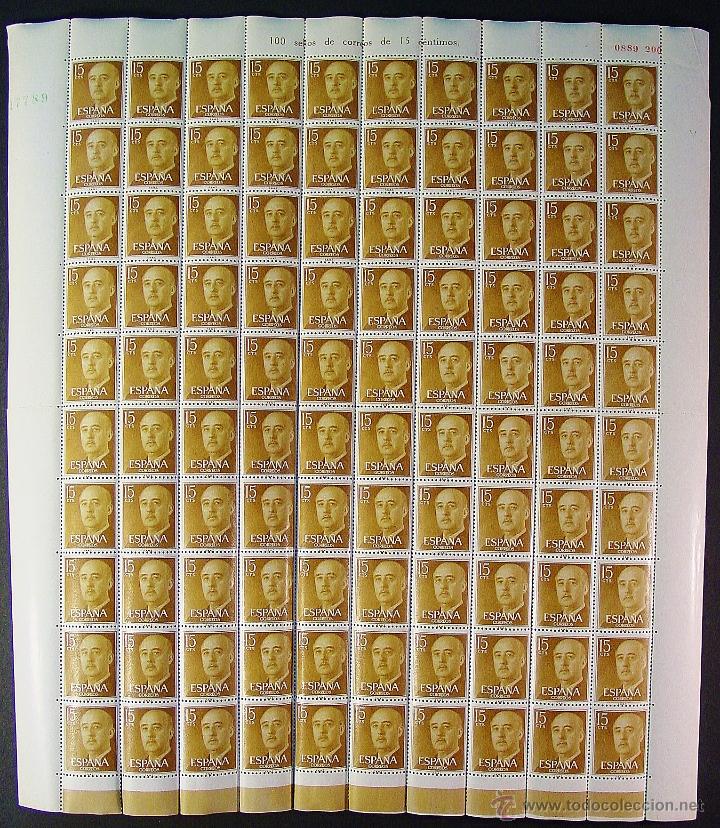 Sellos: HOJA 100 SELLOS DE 15 C&Eacute;NTIMOS. FRANCO B&Aacute;SICO. - Foto 1