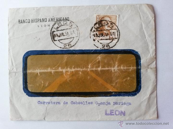 Sellos: Carta de leon 1951 banco hispano americano - Foto 1
