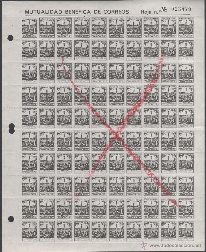 Timbres: L17-9 Mutualidad Benefica de Correos - Sello de Adquisici&oacute;n Voluntaria - Hoja de 100 ejemplares de 1