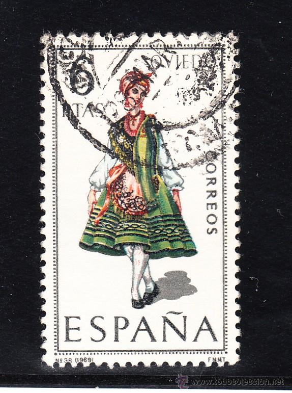 Sellos: espa&ntilde;a 1909 usada, trajes tipicos, oviedo, - Foto 1
