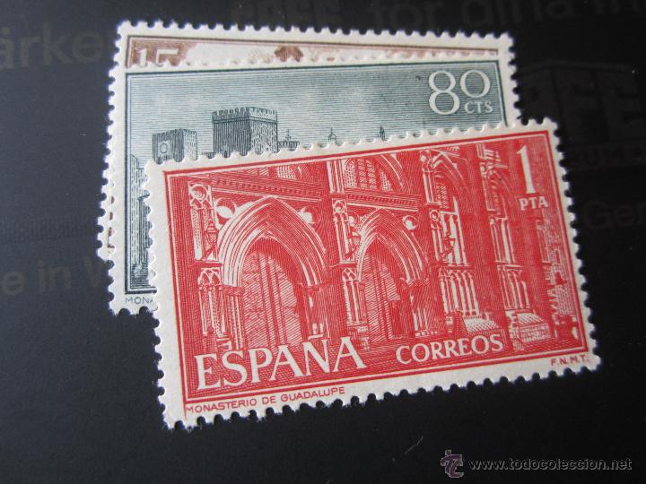 Sellos: 1959. Monasterio de Guadalupe. Edifil 1250/1252 - Foto 1