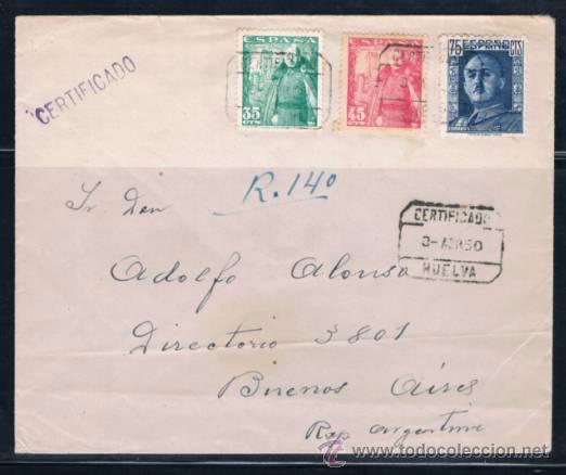 Sellos: 1950  HUELVA A BUENOS AIRES (ARGENTINA) - Foto 1