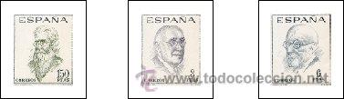 Sellos: A&Ntilde;O 1966 (1758-1760) LITERATOS (USADO) - Foto 1