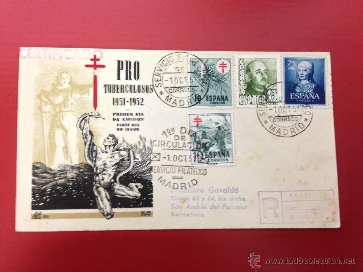 Sellos: carta certificada 1951 spd madrid - Foto 1