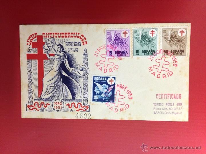 Sellos: carta spd 1951 lucha antituberculosa certificada - Foto 1