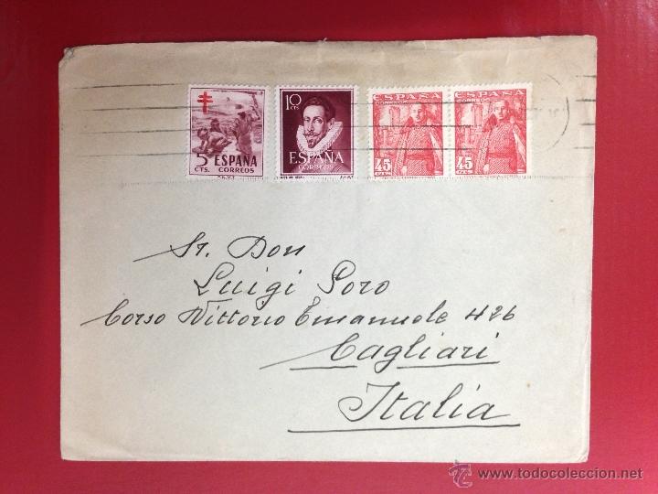 Sellos: carta de madrid a cagliari italia - Foto 1