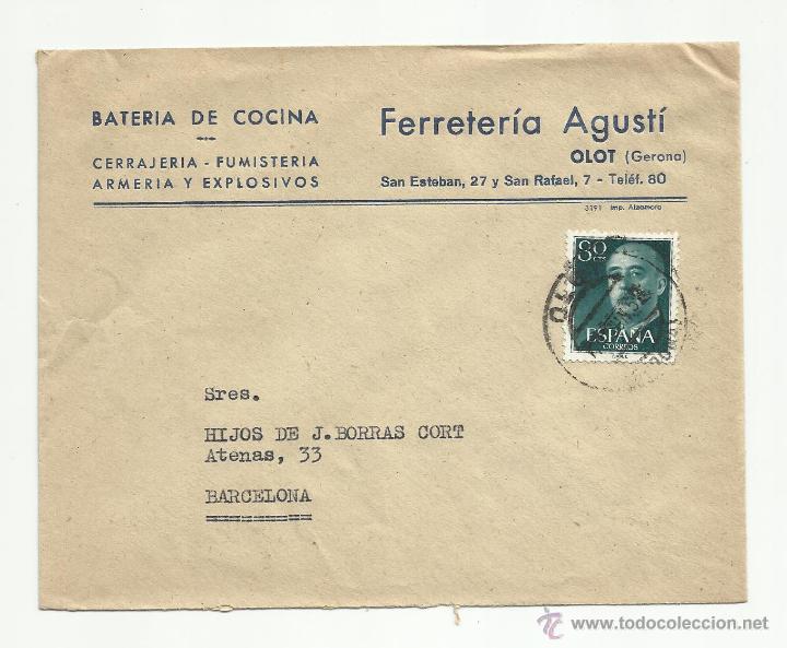 Sellos: circulada 1958 de olot girona a barcelona - Foto 1