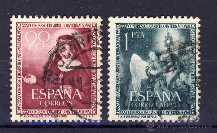 Selos: 1952.- XXXV CONGRESO EUCARISTICO DE BARCELONA.- ED.1116 y 1117.- USADOS.- (1)