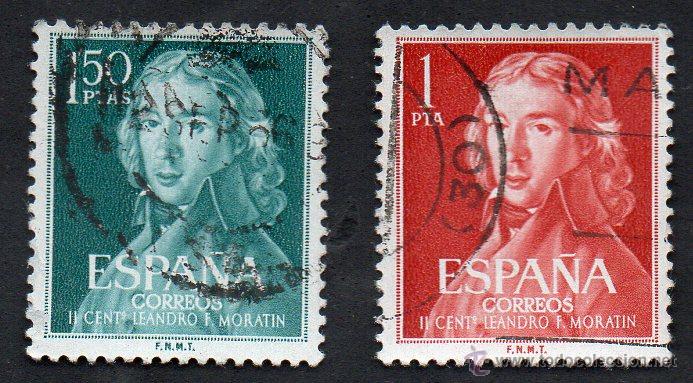 Stamps: a&ntilde;o 1961 - edifil 1328 y 1329 - serie, II centenario de leonardo fern&aacute;ndez de morat&iacute;n